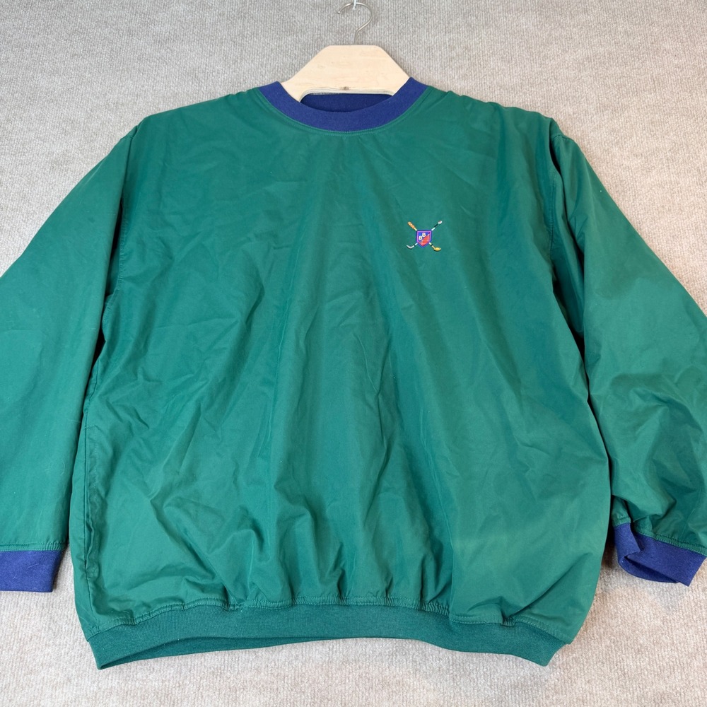 Bugle Boy Classics Mens Large Green Golf Windshirt Pullover Mesh Lined Vintage